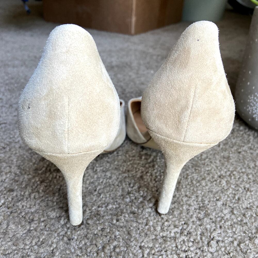 J.Crew Lana D'Orsay Pumps Suede Leather Point Covered Toe Saddle 10 - Picture 5 of 7